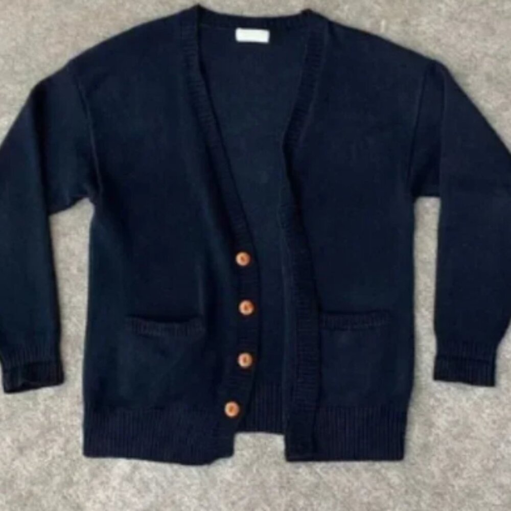 Early 90s Vintage Banana Republic Navy Blue Cotton Cardigan Sweater Large Mens
